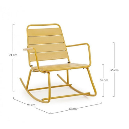 Chaise à bascule Jaune Ocre Lillian Bizzotto avec dimensions 63x90x74h