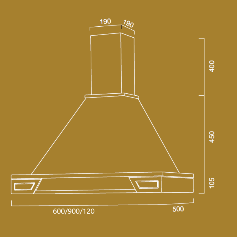 Hotte de cuisine rustique blanche GINEVRA, cadre en bois de frêne 120 cm
