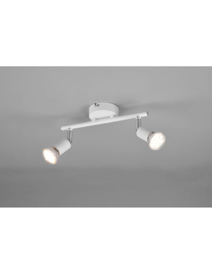 Lampe GU10 double spot réglable blanche Paris par Trio Lighting.
