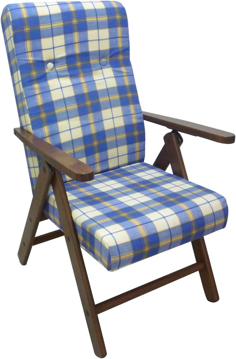 Fauteuil inclinable bleu écossais Molisana en bois de hêtre