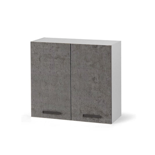 Égouttoir à vaisselle de cuisine blanc, élément mural avec 2 portes en ciment 80x32xH 72