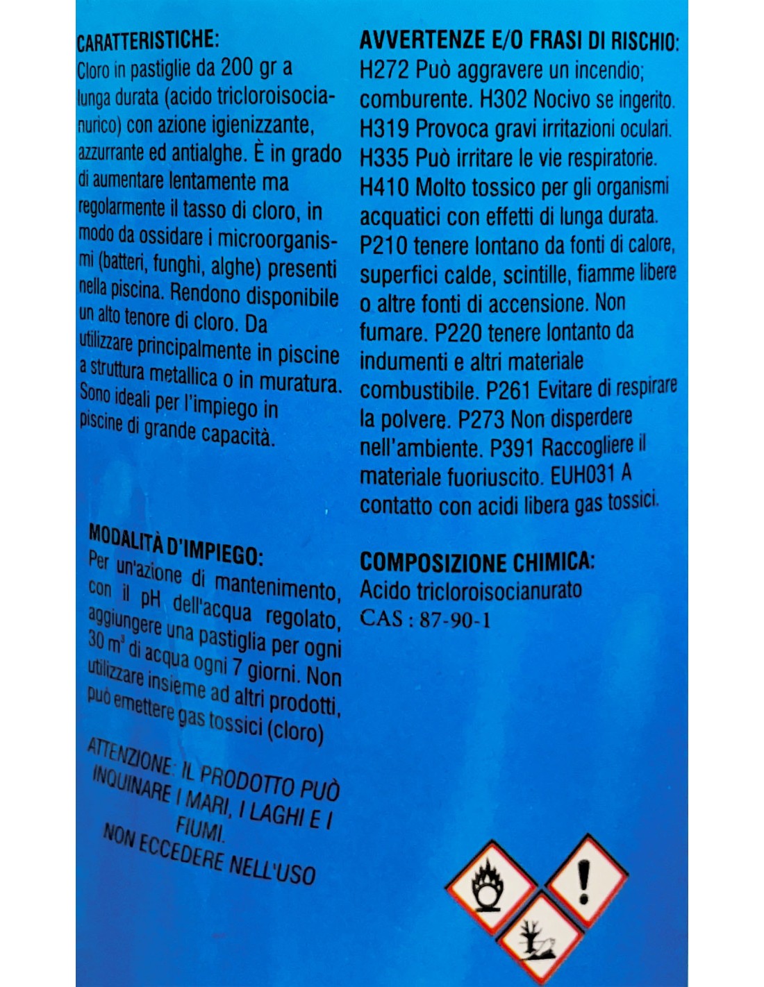 1kg Trichloro 90 comprimés pour le nettoyage et l'entretien des piscines
