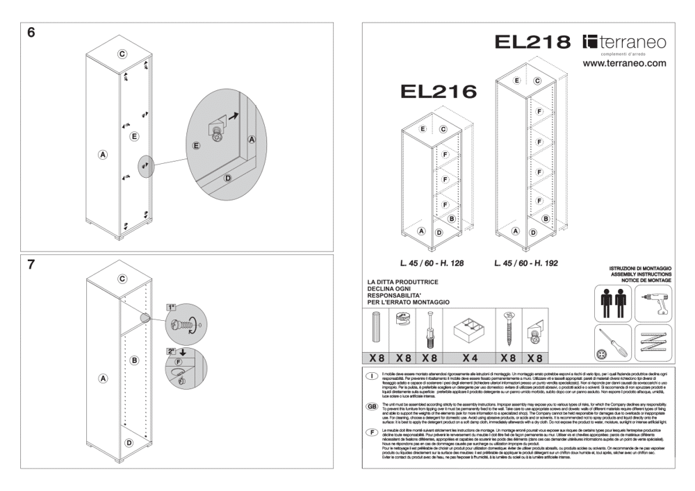 Bibliothèque compacte avec cinq étagères réglables, blanc, fond béton