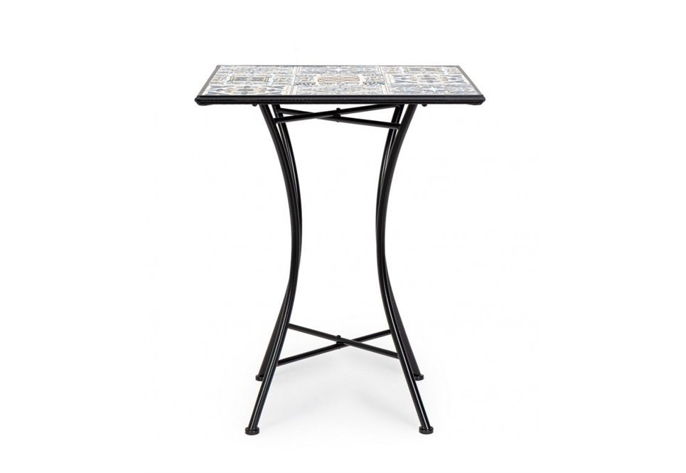 Table Mykonos Qu 60x60 - Structure en acier traité pour extérieur - Plateau en céramique - Facile à assembler