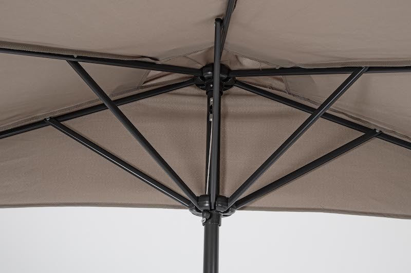 Parapluie Mezzaluna 2.7 Gris Tourterelle - Structure en Acier Enduit de Poudre, Auvent en Polyester 160g/m2