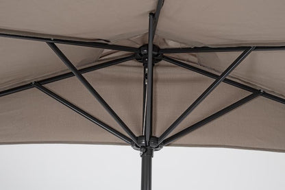 Parapluie Mezzaluna 2.7 Gris Tourterelle - Structure en Acier Enduit de Poudre, Auvent en Polyester 160g/m2