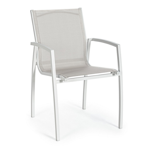 Chaise Hilla Bianco Cloud avec Accoudoirs en Aluminium