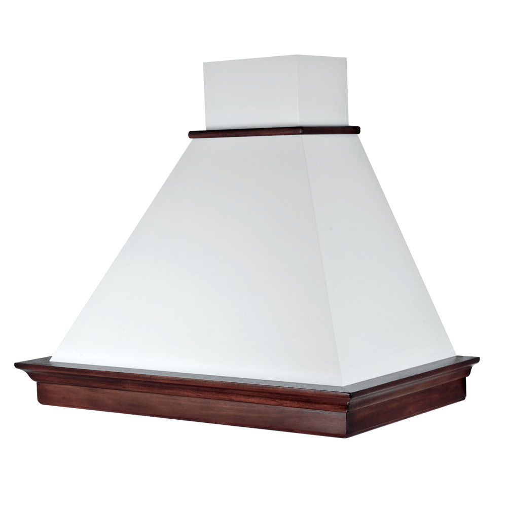 Hotte MARY, inox blanc, structure bois tabac, 60 cm