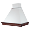 Hotte aspirante MARY en inox blanc et structure en bois couleur tabac 60 cm