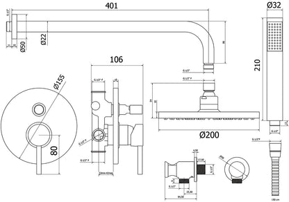 Kit de douche Carola noir mat