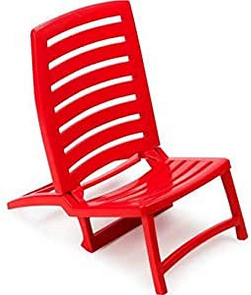 Chaise de plage pliable en résine rouge Brio