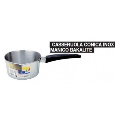 Casserole conique en acier inoxydable Gnali mod. Echo avec manche en bakélite - 14