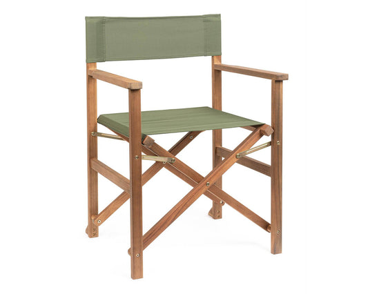 Chaise de réalisateur Noemi Vert Mousse en Bois d'Acacia, Acier et Polyester 52x59x83h cm