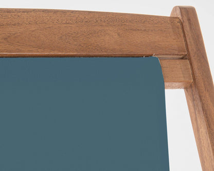 Chaise longue Noemi Bleue en bois d'acacia et polyester