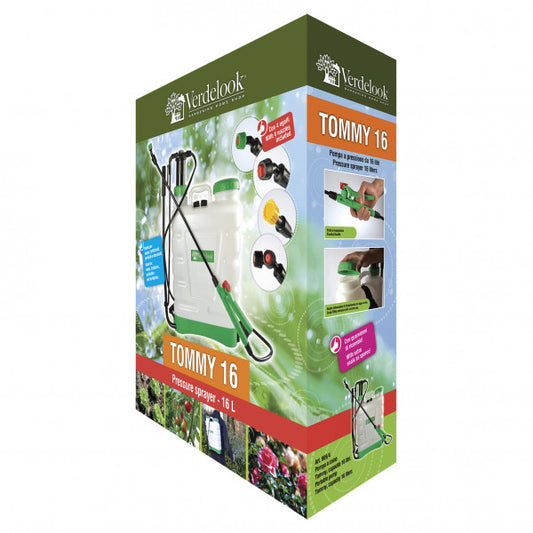 Pompe à épaule pour pulvérisation de plantes avec lance - Capacité 16 litres - Dimensions 45x18,5x57 cm
