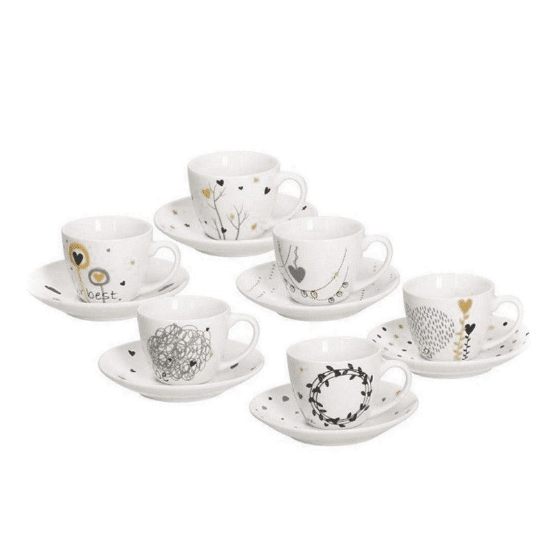 Tasse à café avec soucoupe Blanc IRIS GOLDY Lot de 6