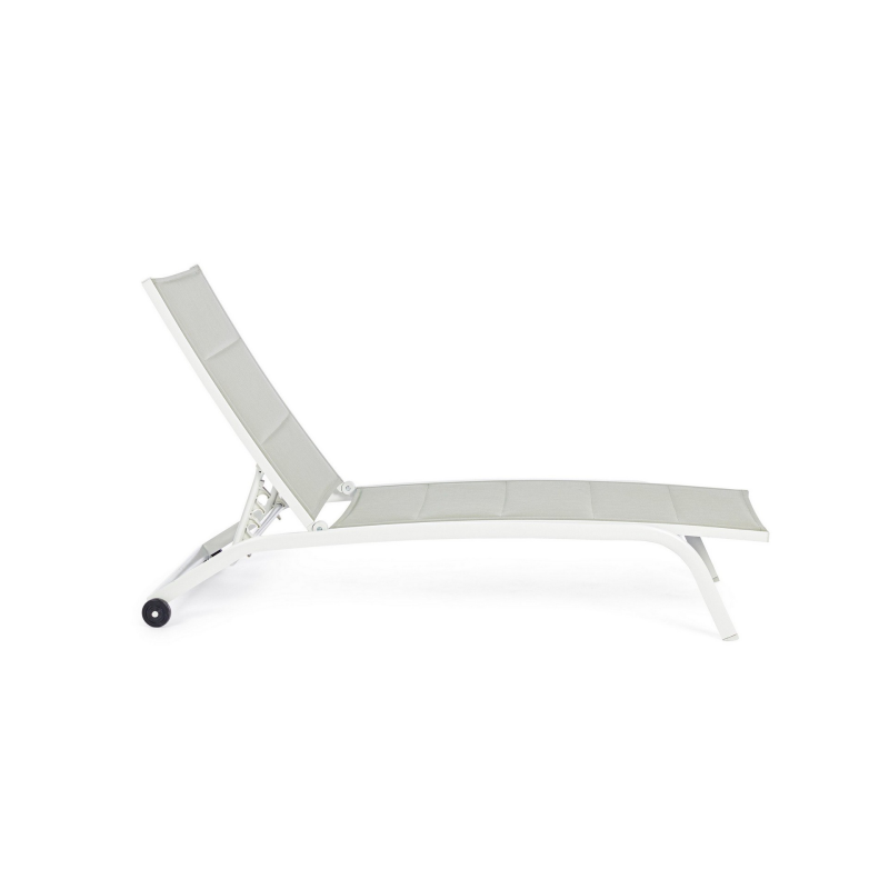 Transat Cleopas en aluminium blanc à roulettes