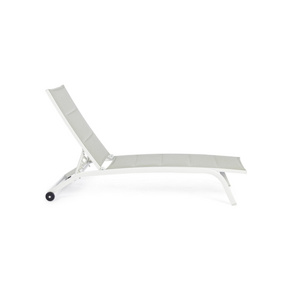 Transat Cleopas en aluminium blanc à roulettes