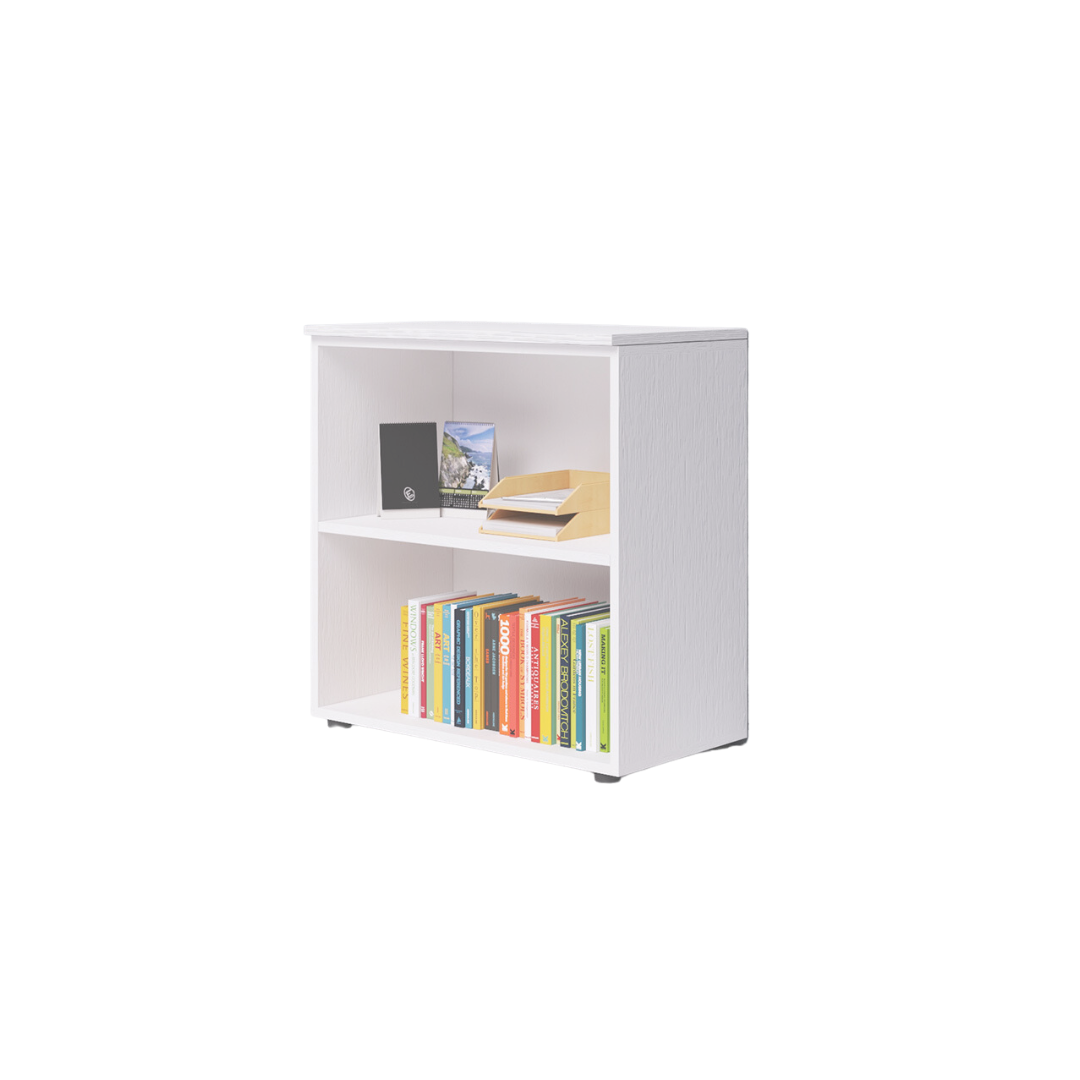 Meuble de bureau ouvert à deux compartiments avec plateau blanc H87x90x45cm