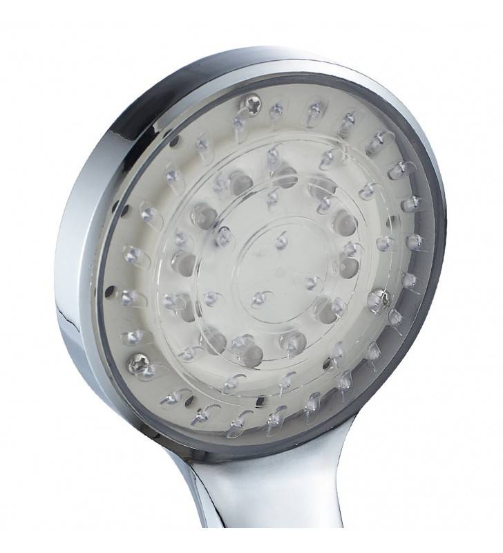 Douchette à main chromée à jet unique avec lumières LED - Série Lumy
