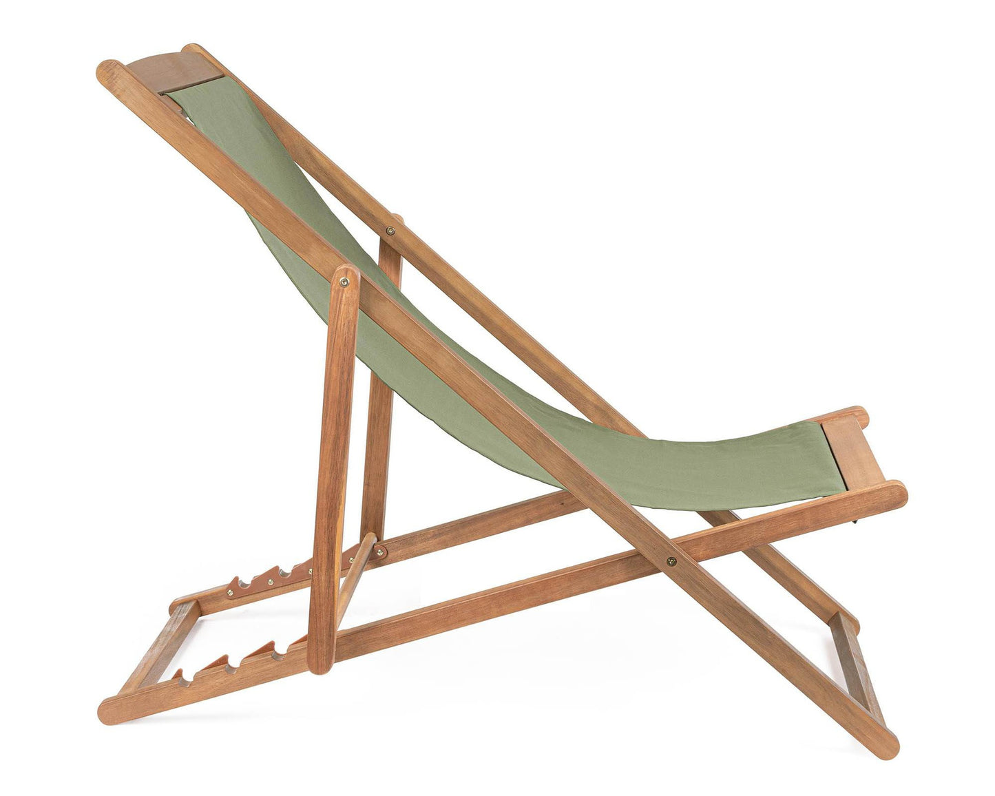 Chaise longue Noemi Vert Mousse en bois d'acacia et polyester