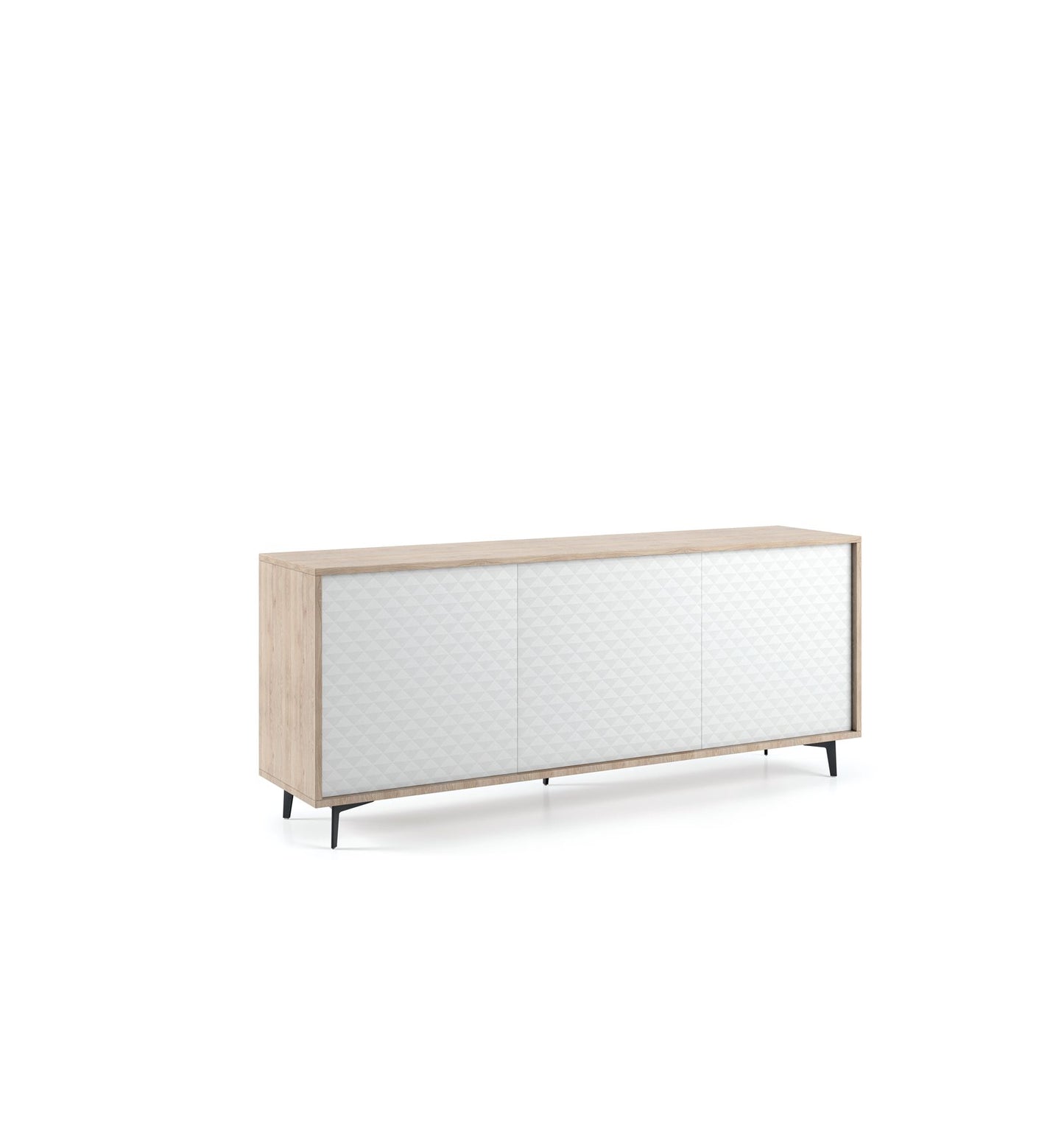 Buffet avec structure en chêne et portes en dama blanc, ouverture par poussée
