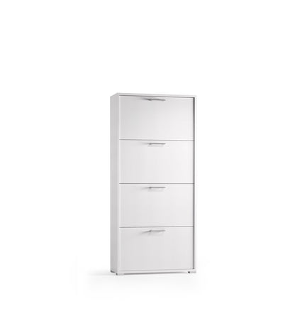 Meuble à Chaussures Double Profondeur 4 Portes Jusqu'à 18 Paires Blanc/Blanc