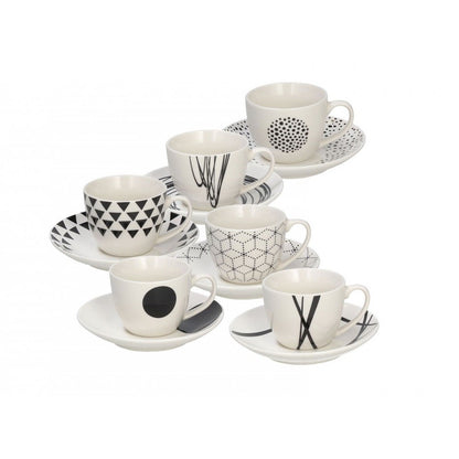 Set de 6 tasses à café avec soucoupe coordonnée ligne Metropolis Graphic Tognana