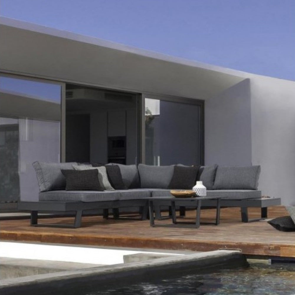 Ensemble salon d'angle avec coussins couleur anthracite