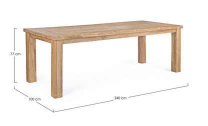 Table de jardin en bois de teck recyclé 240x100 cm