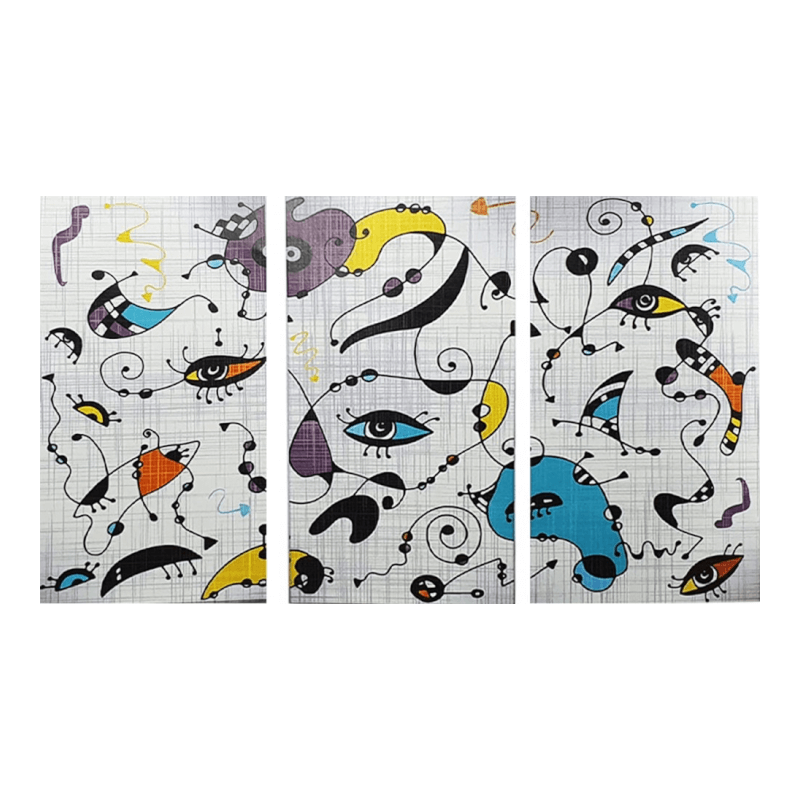 Lupia - Collection de 3 pièces de peintures sur toile style Miro'