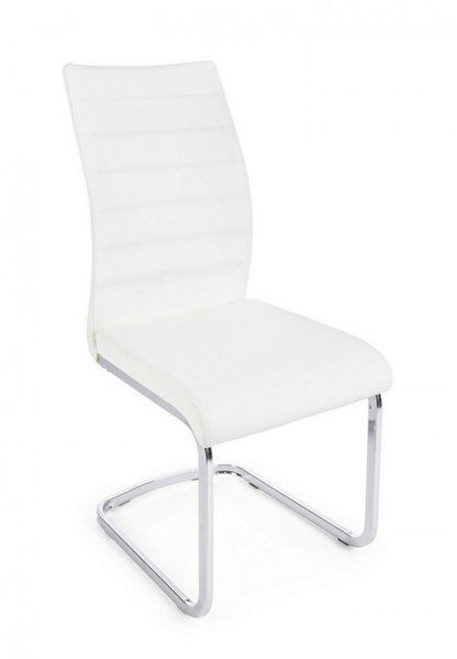 Chaise moderne rembourrée en similicuir blanc Myra