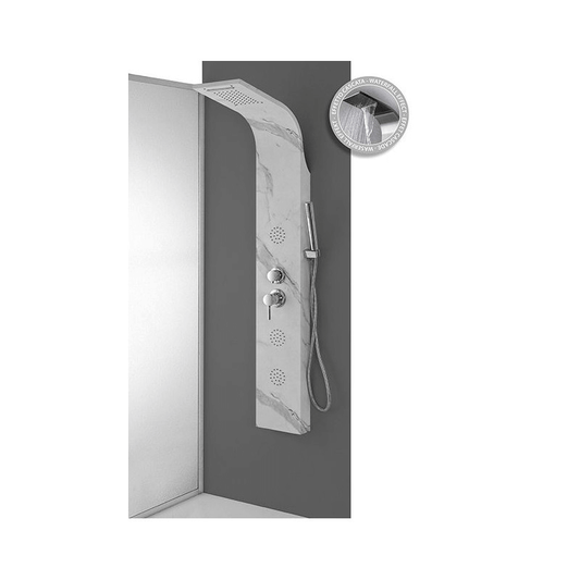 Colonne de douche 150 x 22 x 6,5 cm en acier inoxydable effet marbre