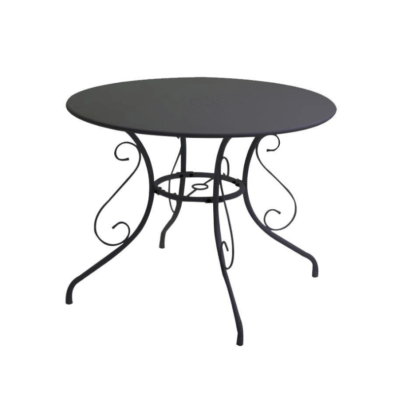 Table ancienne ronde en métal clair anthracite neuve ø95h72 cm