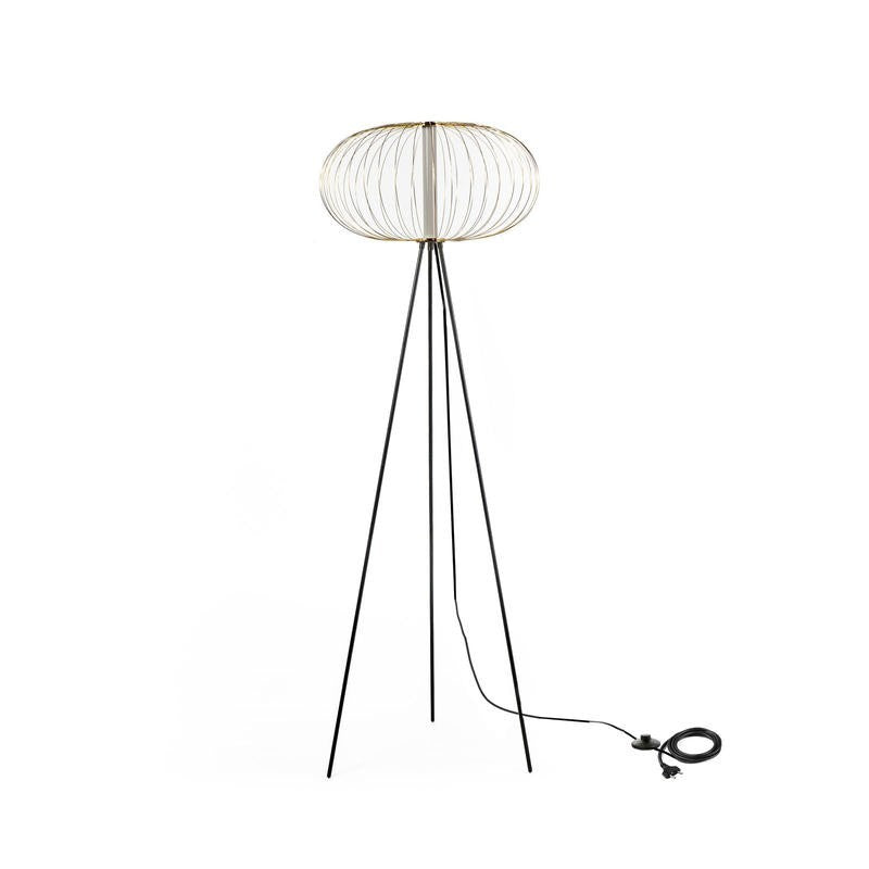 Lampadaire LED avec abat-jour en acier laiton poli 50x50xh.150 cm 
