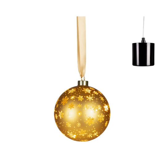 Sfera natalizia oro con LED Ø14 cm