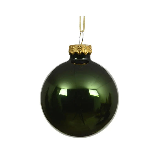 Sfera natalizia in vetro verde pino lucido Ø10 cm