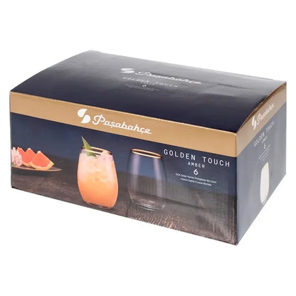 Lot de 6 verres Amber à bord doré, 35 cl