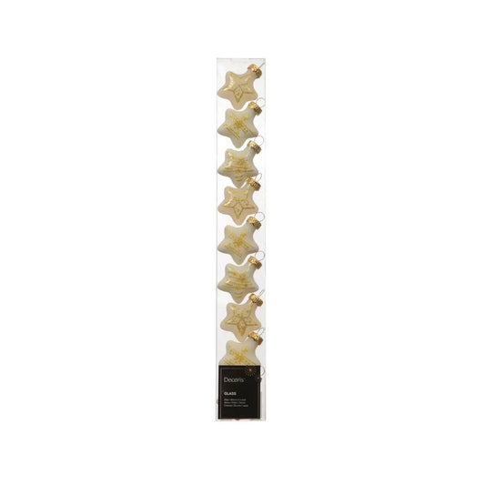 Box 9 stelle di Natale in vetro bianco lana lucide e opache H3 cm