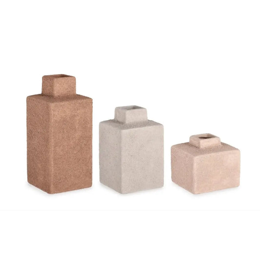 Set de 3 vases décoratifs à bouteille carrée assortis Gerd H10-22,3 cm