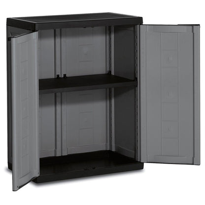 Armoire Basse JOLLY Gris/Noir 68 x 39 x H85 cm