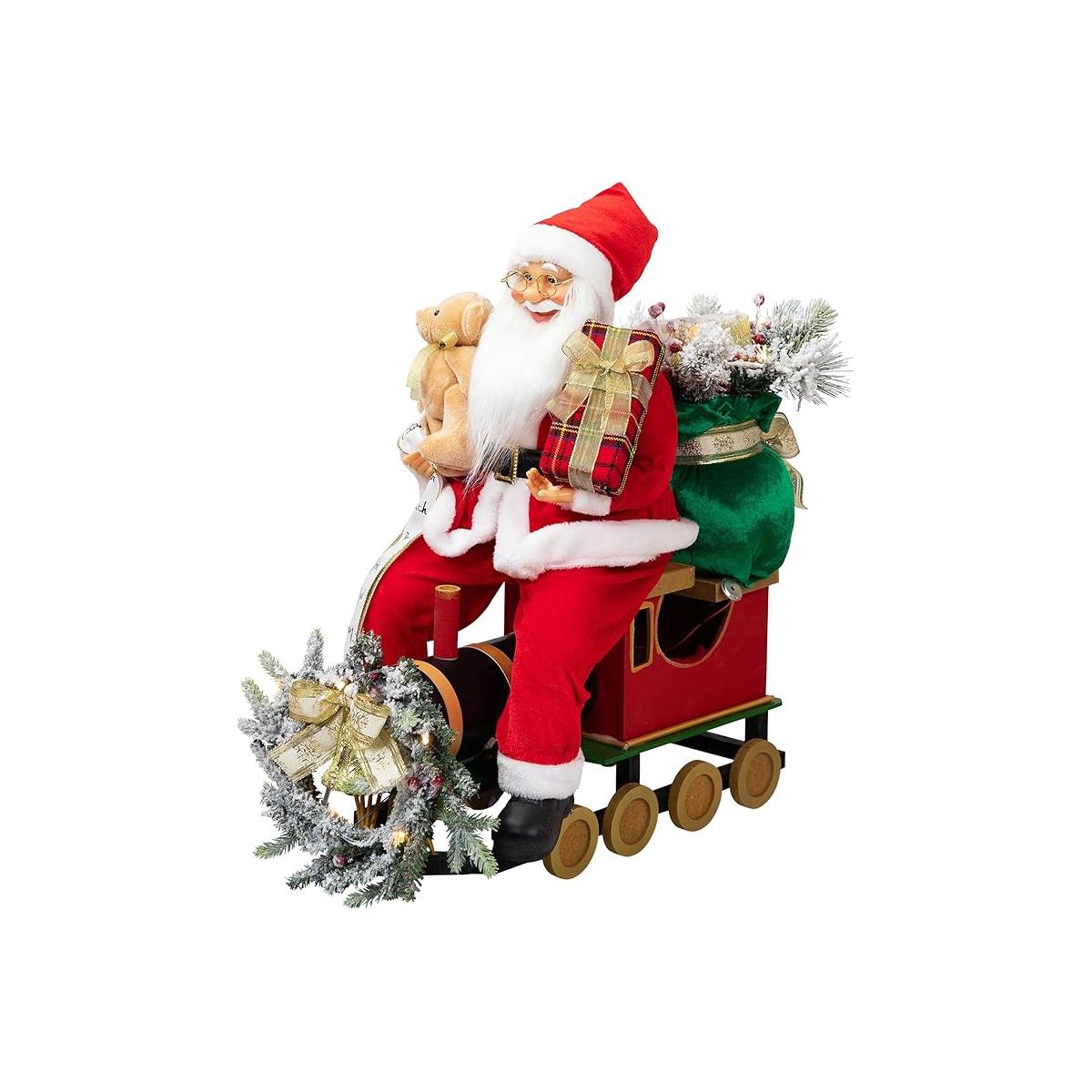 Père Noël n. c-train 90cm c-music - lumière - batterie