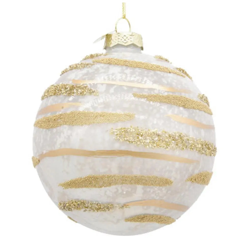 Sfera decorativa Streaks in vetro bianco Ø10 cm