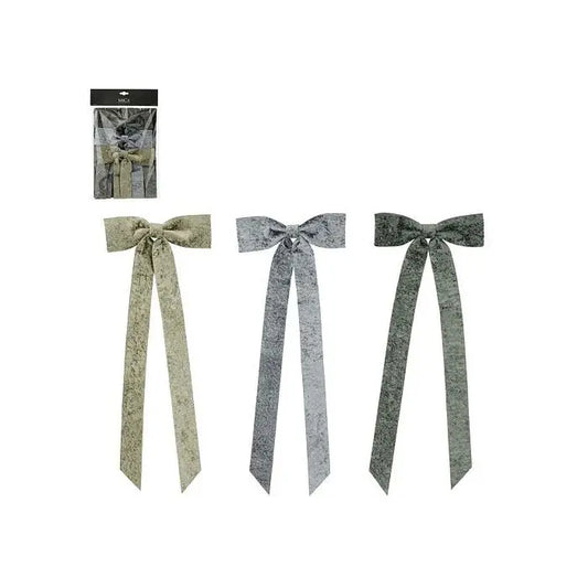 Lot de 3 nœuds de Noël vert foncé, bleu et vert 18,5 × H48 cm