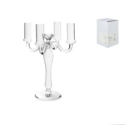 Chandelier en verre transparent à 4 branches — H 26,5 cm