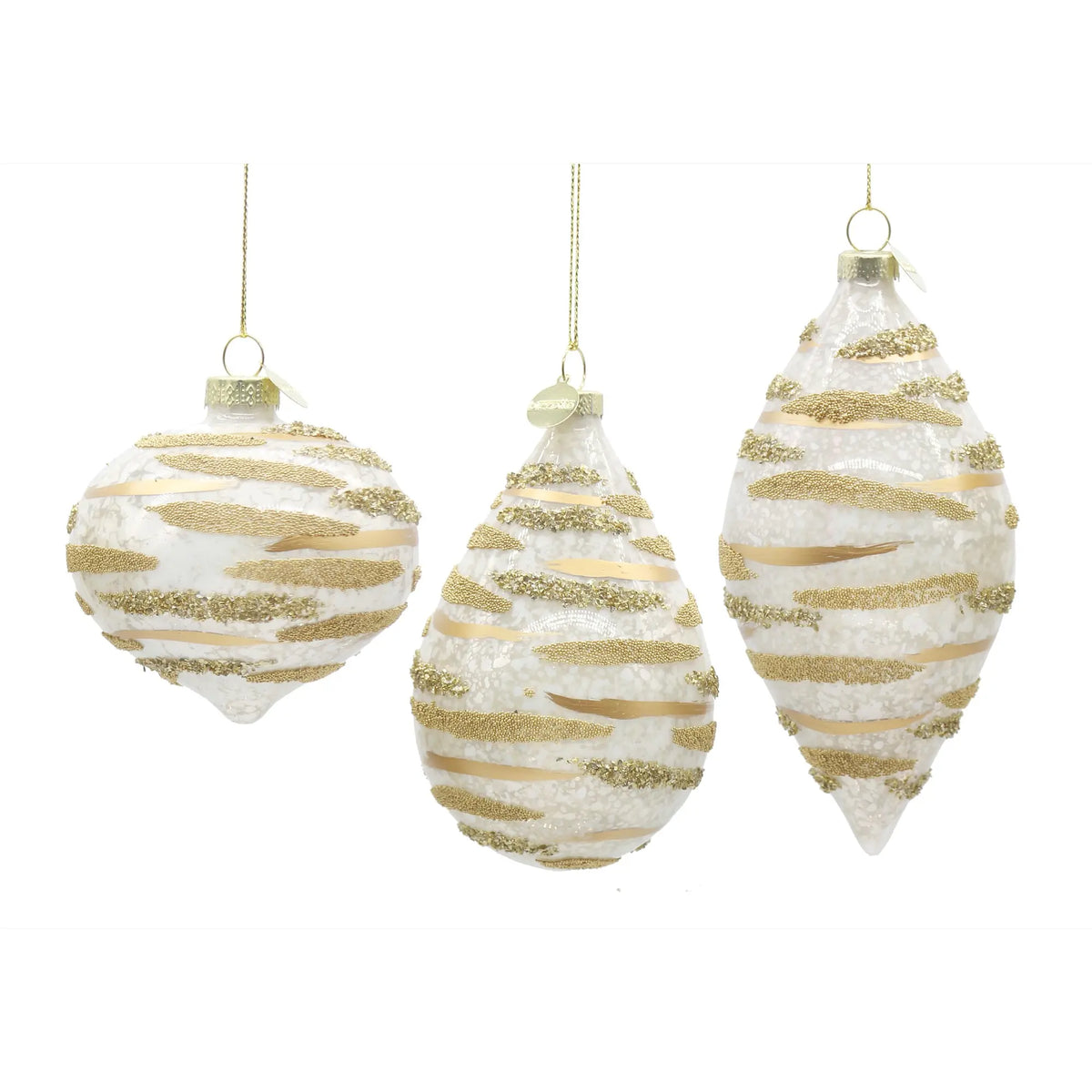 Pendaglio natalizio Streaks in vetro bianco assortito – 1 pezzo assortito