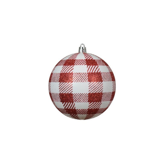 Pallina di Natale infrangibile bianca e rossa Ø10 cm
