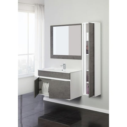 Meuble de salle de bain deux portes Ligne Fabula Blanc Ciment 90x47x h57cm