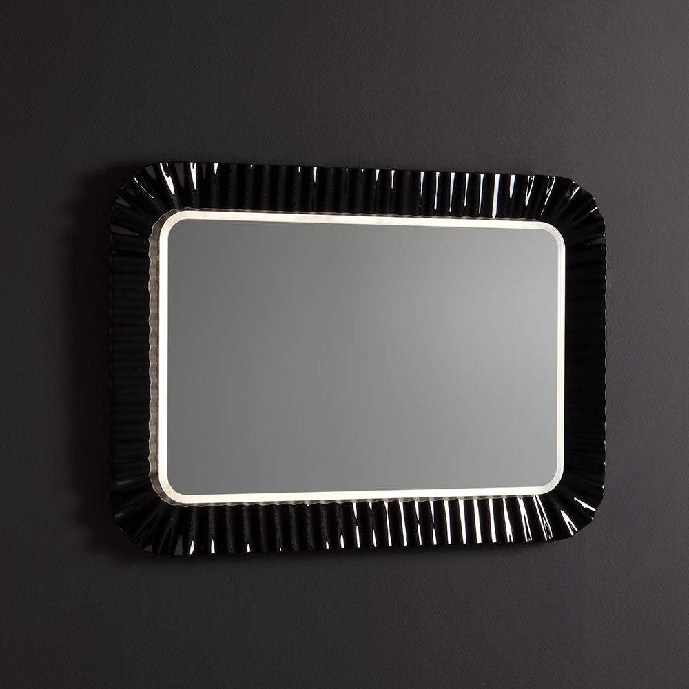 Miroir avec cadre en verre noir 94x68 cm