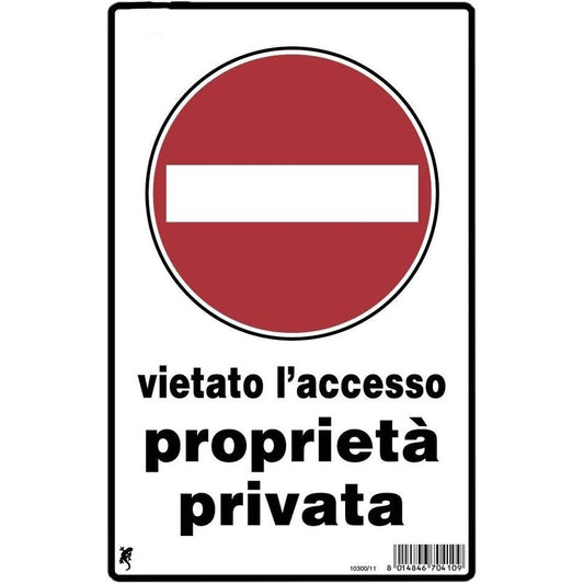 Panneau en plastique "accès interdit à la propriété privée" 30 x 20 cm